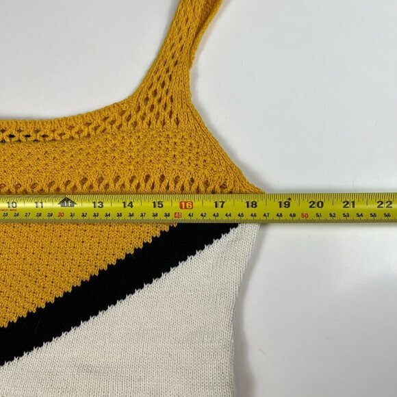 boohoo women knitted crop cami top yellow, white black size 14 - Picture 6 of 9
